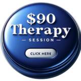 Image is a clickable button that says "$90 Therapy Session" on the first line of text and "Click Here" on the second line. Button is royal blue with white writing