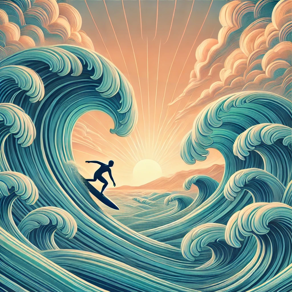 A visual representation of this quote: You can’t stop the waves, but you can learn to surf.